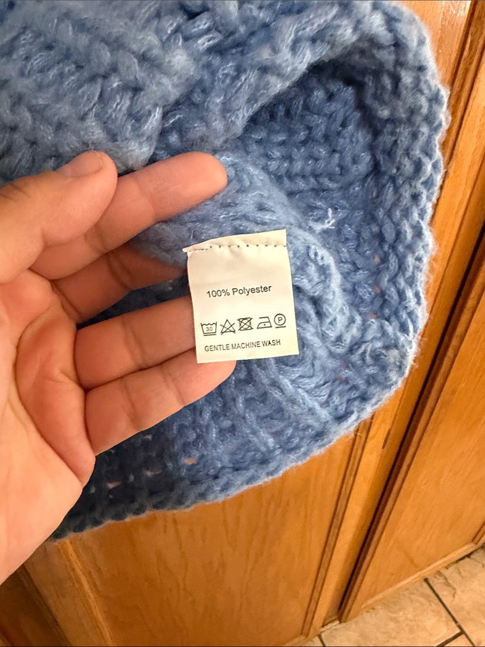 Sky Blue Chunky Knit Button-Front Cardigan Vest - Picture 3 of 5